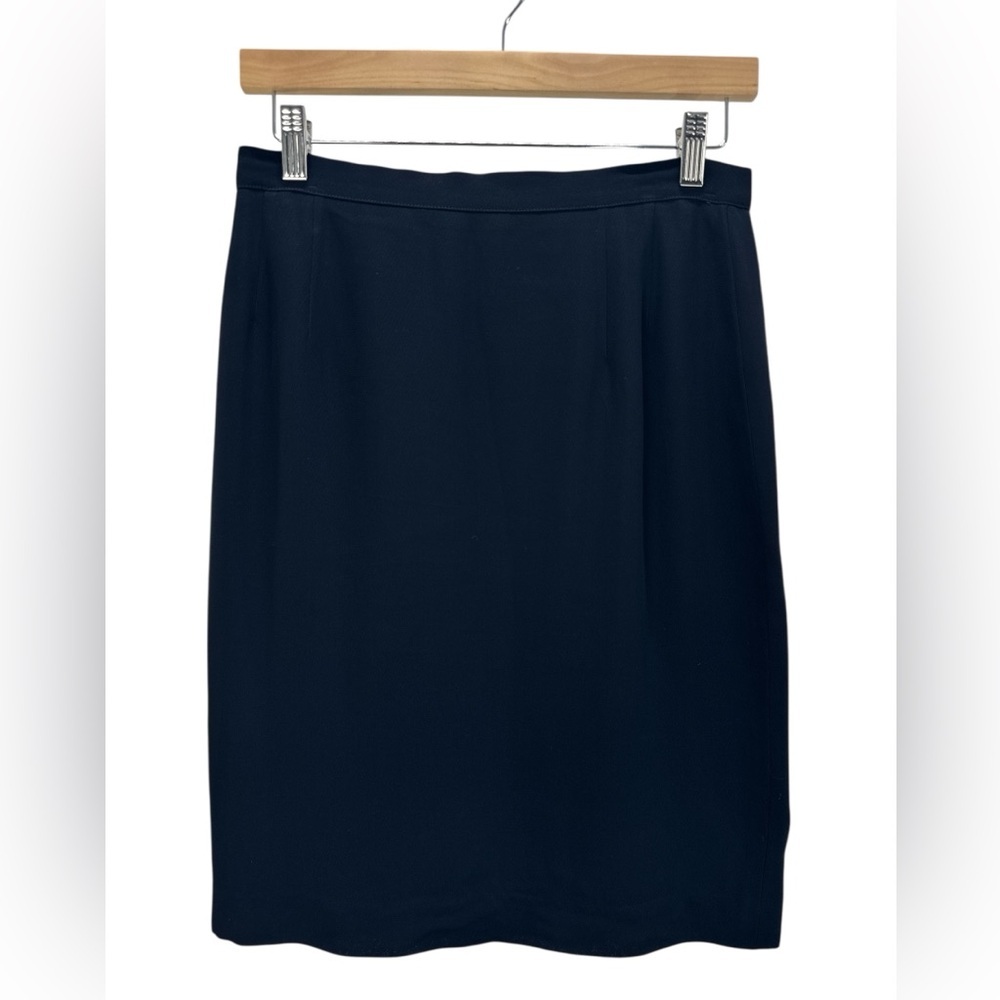 Giorgio Armani Le Collezioni Navy Straight Skirt Office Classic Quiet Luxury 10